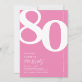 Niedlich Pink 80. Geburtstagsparty Einladung (Vorderseite)