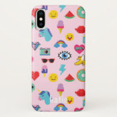 Niedlich Pink 80's Icons Emojis Muster Case-Mate iPhone Hülle (Rückseite)