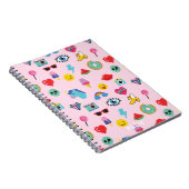 Niedlich Pink 80's Icons Emojis Muster Notizblock (Rechte Seite)