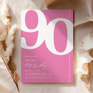 Niedlich Pink 90. Geburtstagsparty Einladung