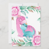 Niedlich Pink Aquamarin Dinosaurier Girl Baby Dusc Einladung (Rückseite)