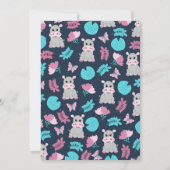 Niedlich Pink Aquamarin Hippo Floral Butterfly Geb Einladung (Rückseite)