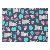 Niedlich Pink Aquamarin Hippo Floral Butterfly Lil Tischdecke (Vorderseite (Horizontal))