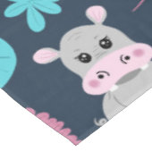Niedlich Pink Aquamarin Hippo Floral Butterfly Lil Tischdecke (Schrägansicht)