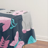 Niedlich Pink Aquamarin Hippo Floral Butterfly Lil Tischdecke (Beispiel)
