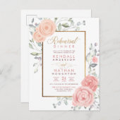 Niedlich Pink Aquarelle Bluben Probe Abendessen Einladungspostkarte (Vorne/Hinten)