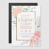 Niedlich Pink Aquarelle Blume Blumenkohl Party Magneteinladung (Vorne/Hinten)