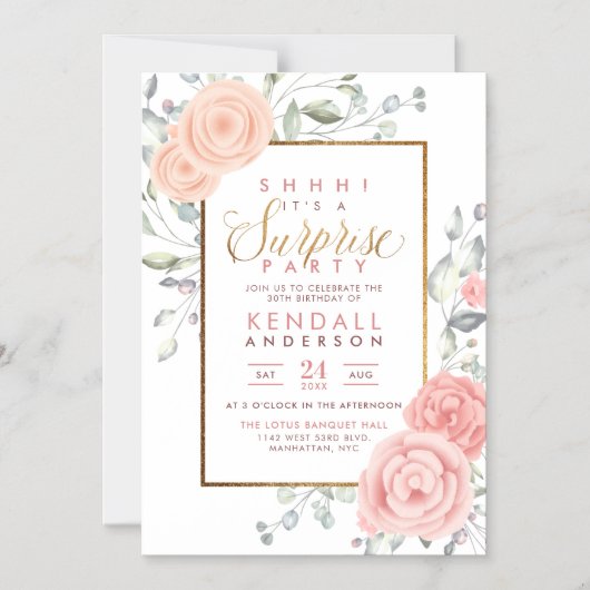 Niedlich Pink Aquarelle Blume Blumenkohl Party Magneteinladung (Vorderseite)