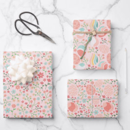 Niedlich Pink Ästhetische Frühjahrs-Osterthema Geschenkpapier Set
