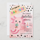 Niedlich Pink Axolotl Boba Tea Einladung zum Gebur (Vorderseite)