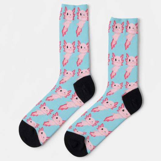 Niedlich Pink Baby Axolotl Muster Crew Socken (Linkes Detail)