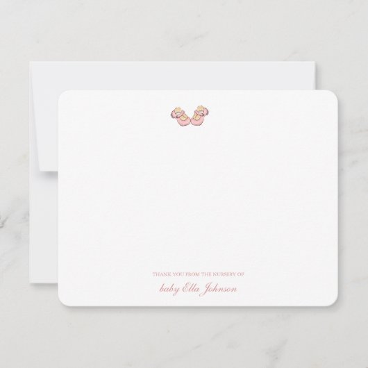 Niedlich Pink Baby Bootie Girl Dankeskarte (Vorderseite)