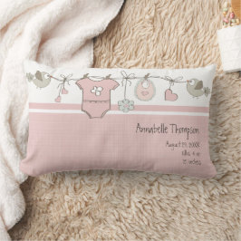 Niedlich Pink Baby Clothesline Brith Stats Lendenkissen
