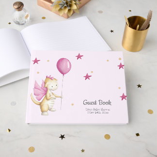 Niedlich Pink Baby Dragon Girl Babydusche Gästebuch