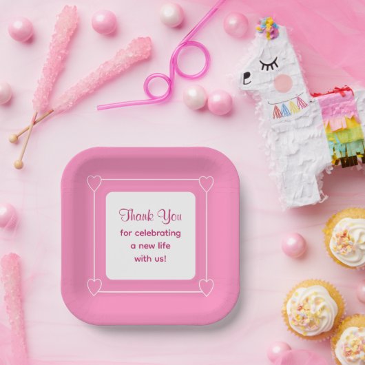 Niedlich Pink Baby Dusche Vielen Dank für Ihre Fei Pappteller (Party)