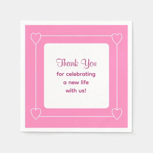 Niedlich Pink Baby Dusche Vielen Dank für Ihre Fei Serviette (Vorderseite)