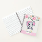 Niedlich-Pink-Baby-Elefant und Rose-Grenze Notizblock (Innenseite)