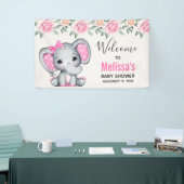 Niedlich Pink Baby Elephant and Rose Babydusche Banner (Messeveranstaltung)