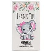 Niedlich Pink Baby Elephant and Rose Babydusche Kleine Geschenktüte (Rückseite)