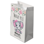 Niedlich Pink Baby Elephant and Rose Babydusche Kleine Geschenktüte (Rückseite Schrägansicht)