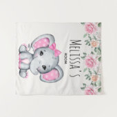 Niedlich Pink Baby Elephant and Rose Room Wandteppich (Vorderseite (Horizontal))