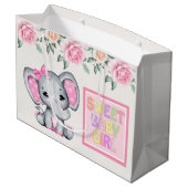 Niedlich Pink Baby Elephant Sweet Baby Girl Große Geschenktüte (Rückseite Schrägansicht)