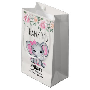 Niedlich Pink Baby Elephant und Rose Babydusche Kleine Geschenktüte