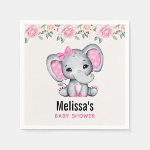 Niedlich Pink Baby Elephant und Rose Grenz Dusche Serviette