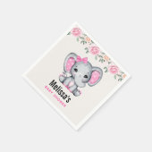 Niedlich Pink Baby Elephant und Rose Grenz Dusche Serviette (Ecke)