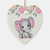 Niedlich Pink Baby Elephant und Rose Grenze Keramik Ornament (Rechts)