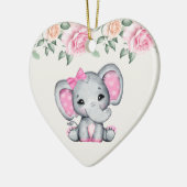 Niedlich Pink Baby Elephant und Rose Grenze Keramik Ornament (Links)