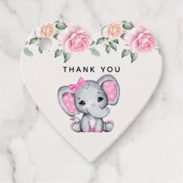 Niedlich Pink Baby Elephant und Rose Grenzen Viele Geschenkanhänger