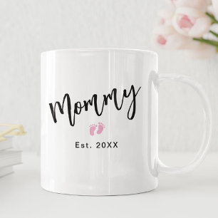 Niedlich Pink Baby Feet Script Mommy Jahr etablier Kaffeetasse