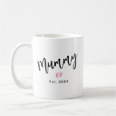 Niedlich Pink Baby Feet Script Mummy Year etablier Kaffeetasse (Links)