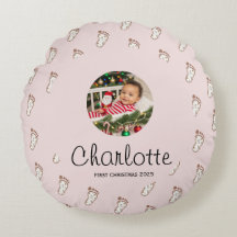 Niedlich Pink Baby Footprints Baby's First Christm