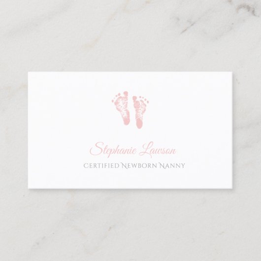 Niedlich Pink Baby Footprints Certified Newborn Na Visitenkarte (Vorderseite)