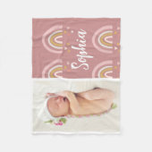 Niedlich Pink Baby Foto Rainbow Name Personalisier Fleecedecke (Vorderseite)