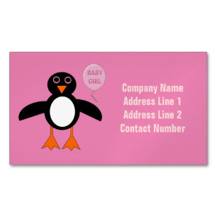 Niedlich Pink Baby Gir Pinguin Magnetic Business C Magnetische Visitenkarte
