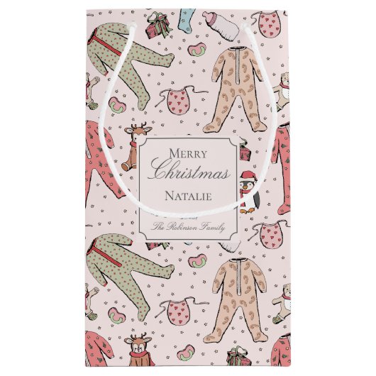 Niedlich Pink Baby Girl Custom Kleine Geschenktüte (Rückseite)