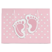 Niedlich Pink Baby Girl Footprint Große Geschenktüte (Vorderseite)
