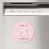 Niedlich Pink baby Girl Footprints Baby Dusche Magnet (In Situ (Geschirrspüler))