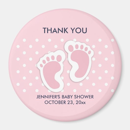 Niedlich Pink baby Girl Footprints Baby Dusche Magnet (Vorne)