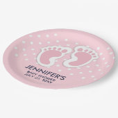 Niedlich Pink baby Girl Footprints Baby Dusche Pappteller (Schrägansicht)