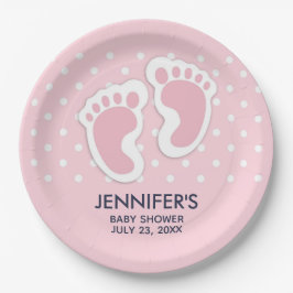 Niedlich Pink baby Girl Footprints Baby Dusche Pappteller