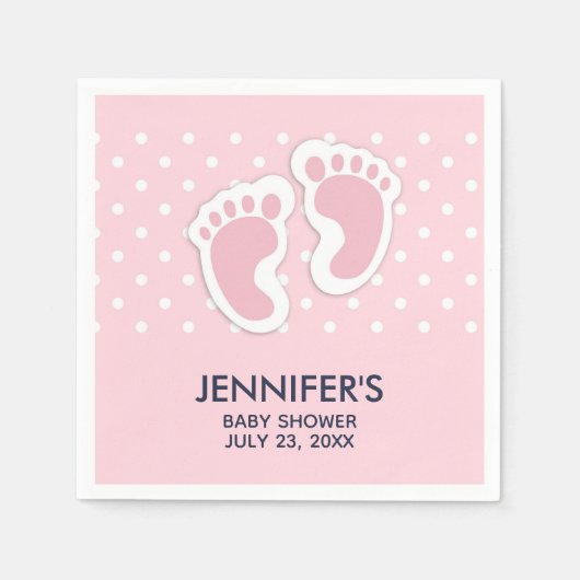 Niedlich Pink baby Girl Footprints Baby Dusche Serviette (Vorderseite)
