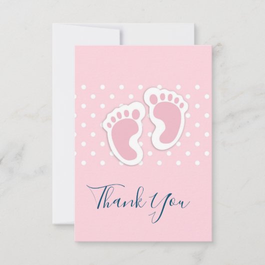 Niedlich Pink baby Girl Footprints - Danke (Vorderseite)