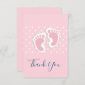 Niedlich Pink baby Girl Footprints - Danke (Vorne/Hinten)