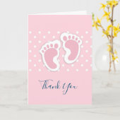 Niedlich Pink baby Girl Footprints - Danke Karte (Gelbe Blume)