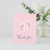 Niedlich Pink baby Girl Footprints - Danke Postkarte (Stehend Vorderseite)