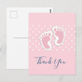Niedlich Pink baby Girl Footprints - Danke Postkarte (Vorne/Hinten)